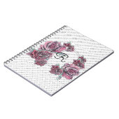 レッドローズウォーターカラードット女性イニシャルノートブック ノートブック (左側)