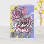 レッドローズウォーターカラーフラワーフローラバレンタインデー カード (黄色い花)