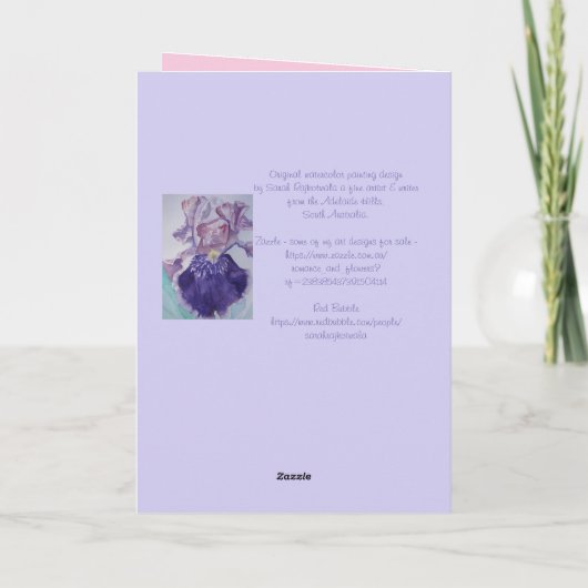 レッドローズウォーターカラーフラワーフローラ誕生日カード カード (裏面)