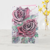 レッドローズウォーターカラーフラワーフローラ誕生日カード カード (黄色い花)