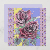 レッドローズウォーターカラーフラワーフローラ誕生日 (正面/裏面)