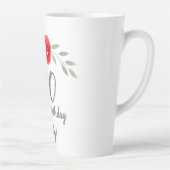 レッドローズウォーターカラーフラワー80誕生日フローラ カフェラテマグ (右)