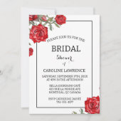レッドローズウォーターカラーフローラブライダルシャワー 招待状 (正面)
