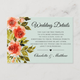 レッドローズウォーターカラーボタニカル結婚詳細 エンクロージャーカード