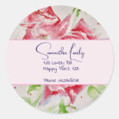 レッドローズウォーターバラハッピーバースデースクエアセント ラウンドシール (正面)