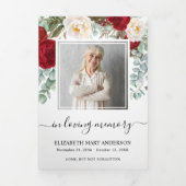 レッドローズウォーターフローラメモリアル葬儀 三つ折りプログラム (カバー)