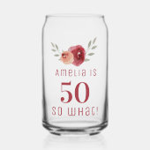 レッドローズウォーター前向きカラーフローラ50誕生日 ガラス缶 (正面)