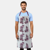 レッドローズウォーター女性イニシャルエプロン エプロン (着用した状態)