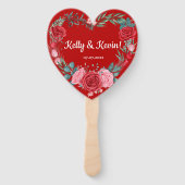 レッドローズウォーター結婚カラーフローラのハンドファン ハンドファン (正面)