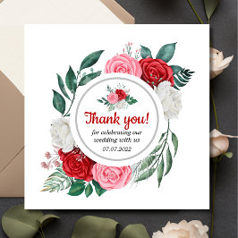 レッドローズウォーター結婚カラー サンキューカード