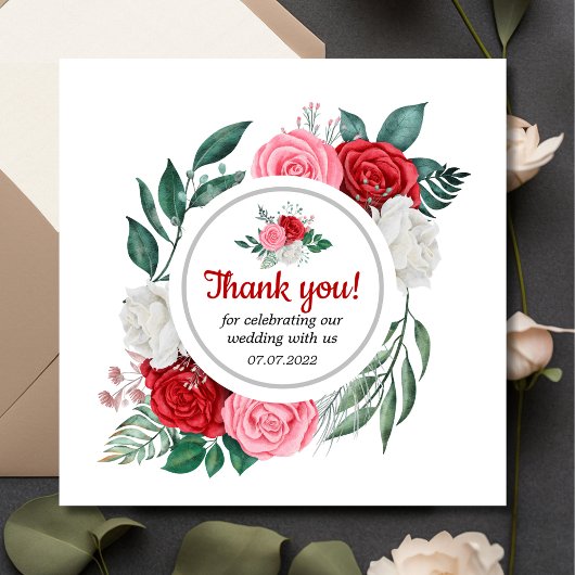 レッドローズウォーター結婚カラー サンキューカード