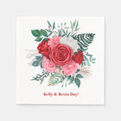 レッドローズウォーター結婚カラー スタンダードカクテルナプキン (正面)