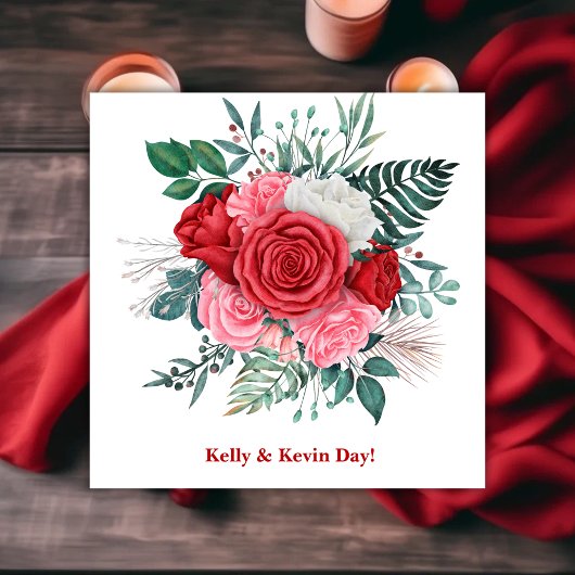 レッドローズウォーター結婚カラー スタンダードカクテルナプキン