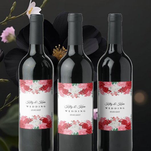 レッドローズウォーター結婚カラー ワインラベル