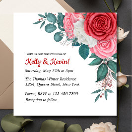 レッドローズウォーター結婚カラー 招待状