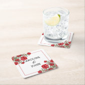 レッドローズウォーター色のフローラ結婚ズ スクエアペーパーコースター (インサイチュ)