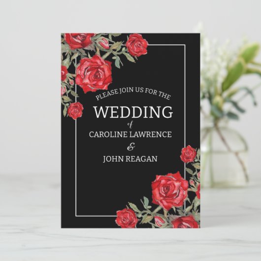 レッドローズウォーター色のフローラ結婚ズ 招待状 (スタンド正面)