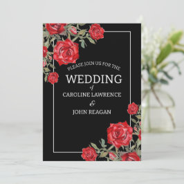 レッドローズウォーター色のフローラ結婚ズ 招待状