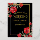 レッドローズウォーター色のフローラ結婚ズ 箔シーズンカード (正面)