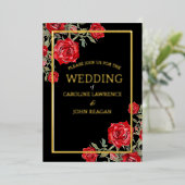 レッドローズウォーター色のフローラ結婚ズ 箔シーズンカード (立ち正面)