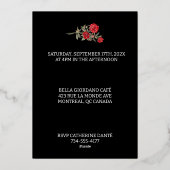 レッドローズウォーター色のフローラ結婚ズ 箔招待状 (裏面)