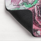 レッドローズウォーター色の花絵画のフローラ マウスパッド (コーナー)