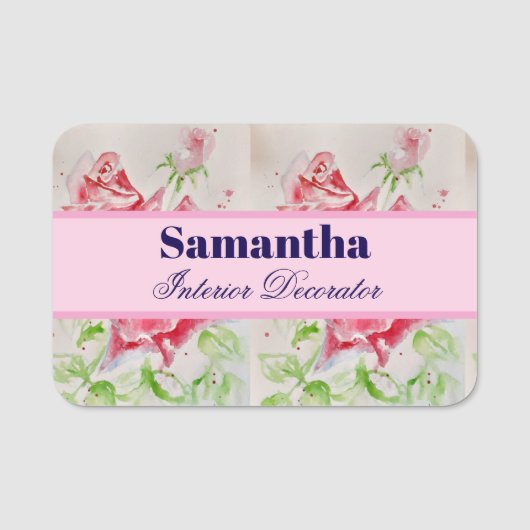 レッドローズウォーター色バラピンクフローラ 名札 (正面)