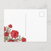 レッドローズウォーター色フローラウェディングRSVPカード インビテーションポストカード (裏面)