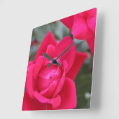 レッドローズウォールクロック スクエア壁時計 (傾斜)