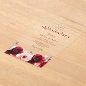 レッドローズエレガンス：ゴージャスなキンセアニェラパーティー アクリル招待状 (レイダウン)