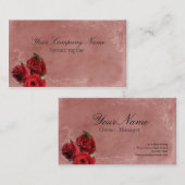レッドローズエレガントオンブルゴーニュヴィンテージアンティーク 名刺 (正面/裏面)