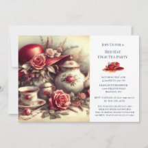 レッドローズエレガントハットテーマティーパーティー