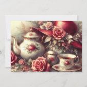 レッドローズエレガントハットテーマティーパーティー 招待状 (裏面)