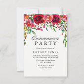 レッドローズエレガントフラワーキンセアニェラパーティー招待状 招待状 (正面)