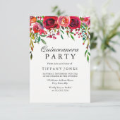 レッドローズエレガントフラワーキンセアニェラパーティー招待状 招待状 (スタンド正面)