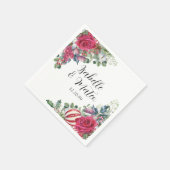 レッドローズエレガントフローラクリスマス結婚ズ スタンダードカクテルナプキン (角)