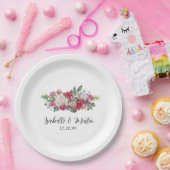 レッドローズエレガントフローラクリスマス結婚ズ ペーパープレート (パーティー)
