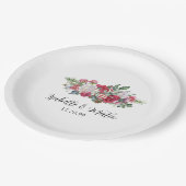 レッドローズエレガントフローラクリスマス結婚ズ ペーパープレート (アングル)