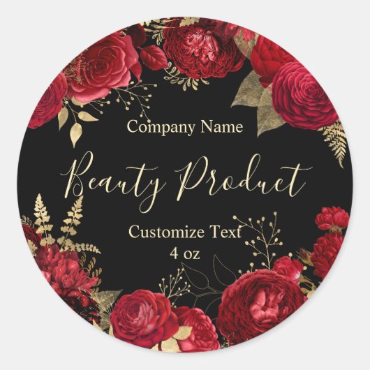 レッドローズエレガントフローラテーマ美しい化粧料スパ ラウンドシール (正面)