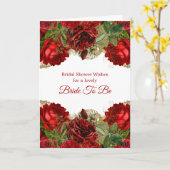 レッドローズエレガントフローラフレームブライダルシャワー カード (黄色い花)