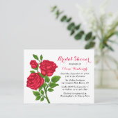レッドローズエレガントフローラブライダルシャワー招待 ポストカード (スタンド正面)