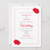 レッドローズエレガントフローラ結婚式招待状 招待状 (正面)