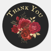 レッドローズエレガントフローラ金ゴールドブーケありがとう ラウンドシール (正面)
