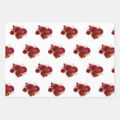 レッドローズエレガントフローラ金ゴールドブーケ ラッピングペーパーシート (正面3)