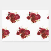 レッドローズエレガントフローラ金ゴールドブーケ ラッピングペーパーシート (正面)