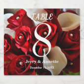 レッドローズエレガントフローラ金ゴールド結婚ボール スパークリングワインラベル (シングルラベル)