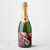 レッドローズエレガントフローラ金ゴールド結婚ボール スパークリングワインラベル (正面)