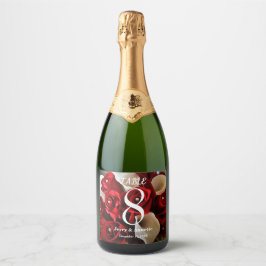 レッドローズエレガントフローラ金ゴールド結婚ボール スパークリングワインラベル