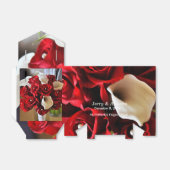 レッドローズエレガントフローラ金ゴールド結婚ボール フェイバーボックス (折り畳みなし)