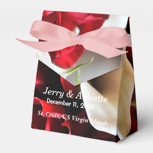 レッドローズエレガントフローラ金ゴールド結婚ボール フェイバーボックス (正面サイド)